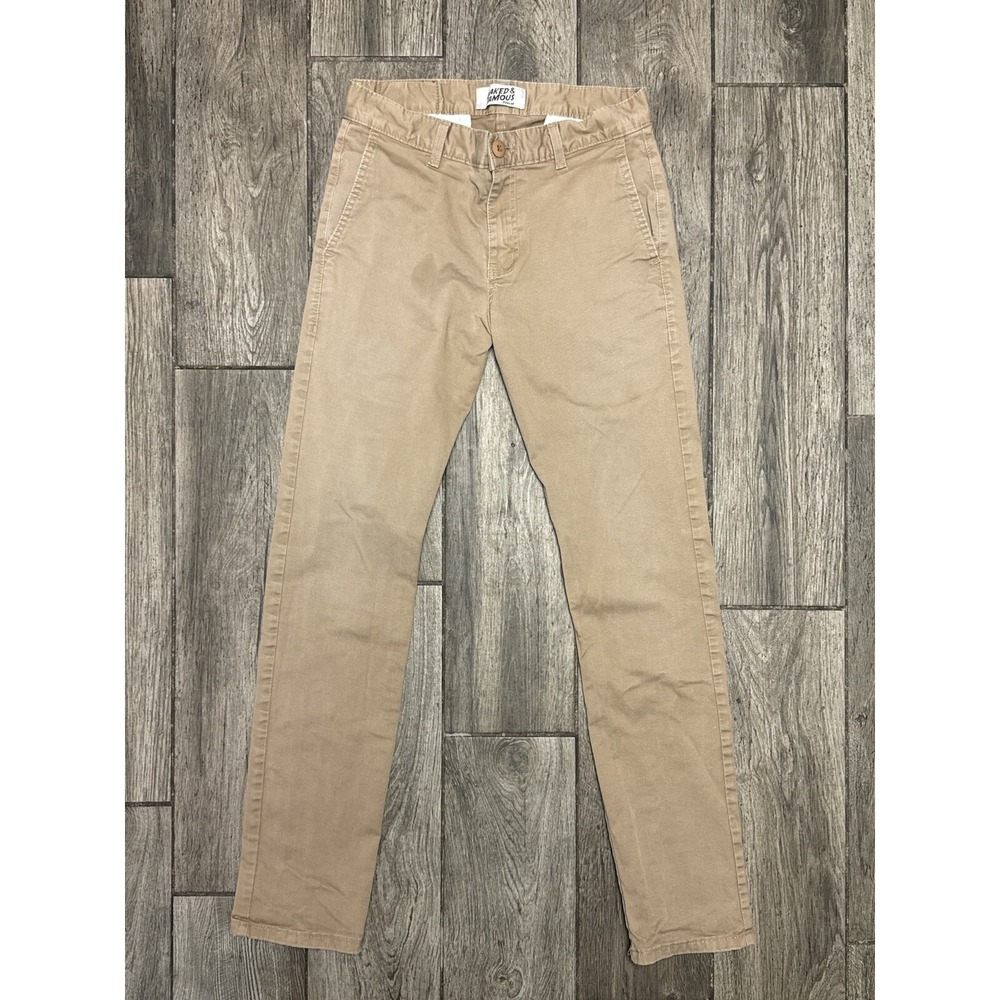 Naked & Famous 29 Mens Slim Fit Chino Khaki Beige Stretch Japanese Fabric Pants